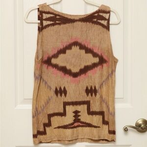 Aztec Pattern Sleeveless Lauren Jens Co. Polo Ralph Lauren Top Brown and Pink